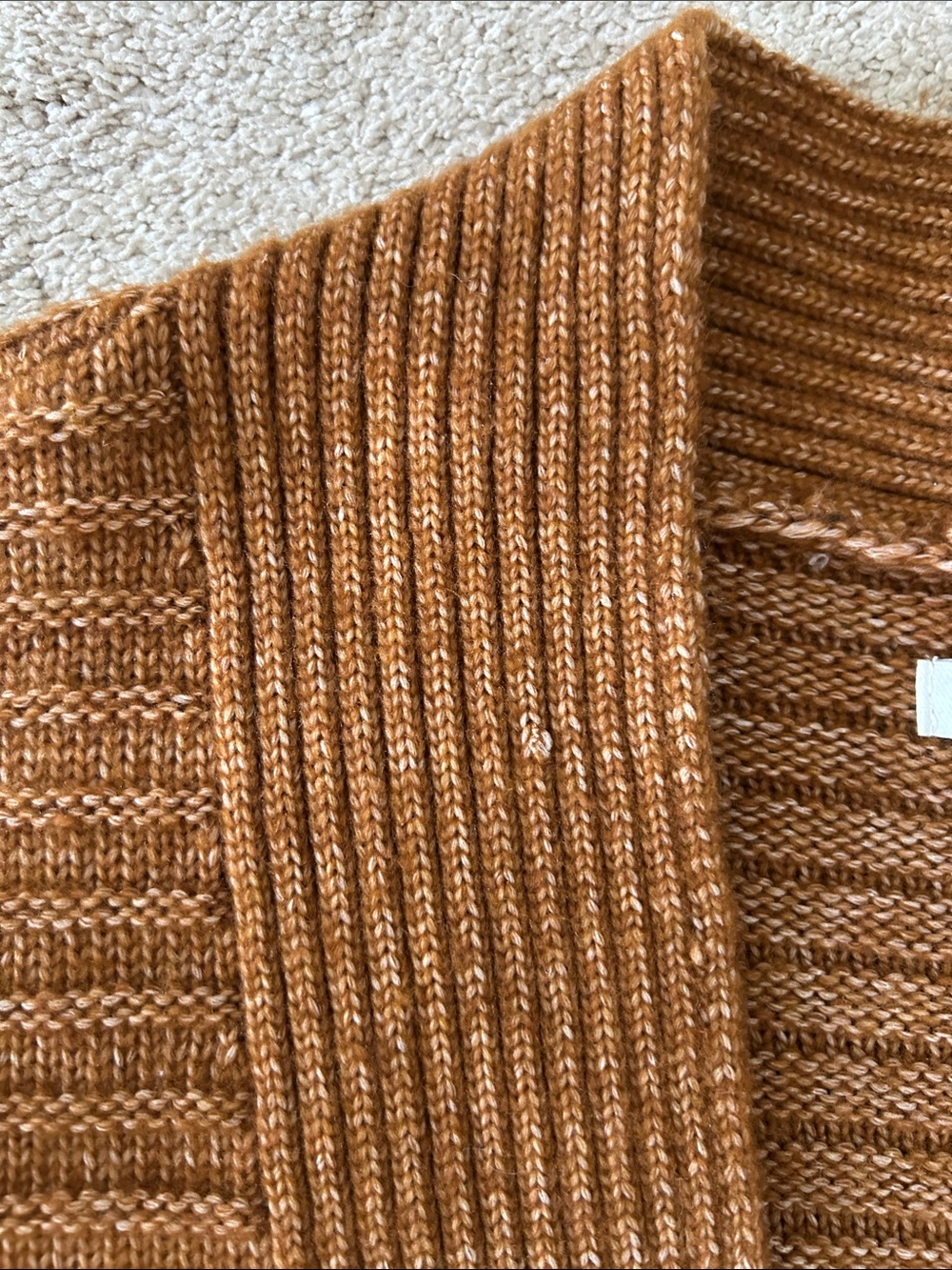 Nine West Rust Brown Open-Front Ribbed Cardigan - Picture 3 of 5
